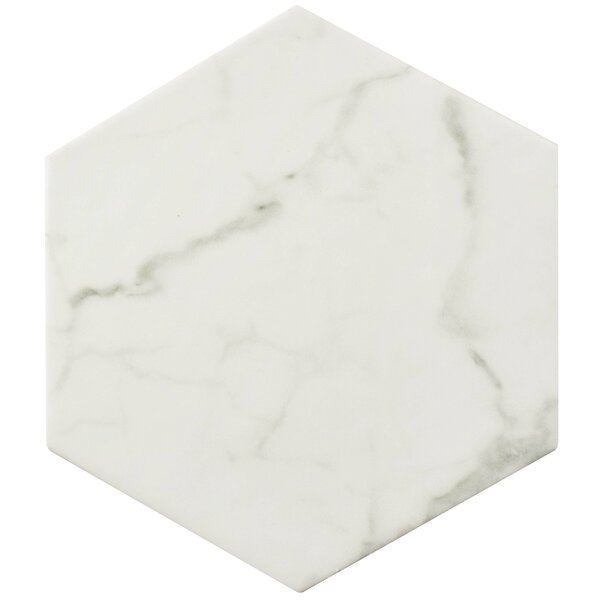 Karra Carrara 7 x 8 Porcelain Field Tile in White/Gray by EliteTile