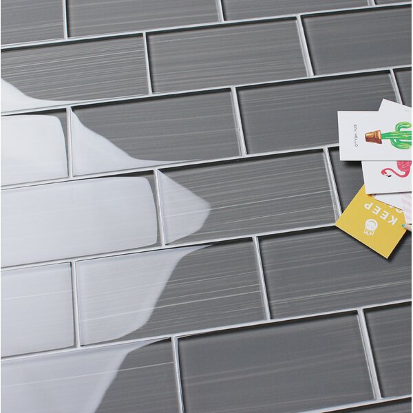 Hand Painted Series 3 x 6 Glass Mosaic Tile in Gray by WS Tiles
