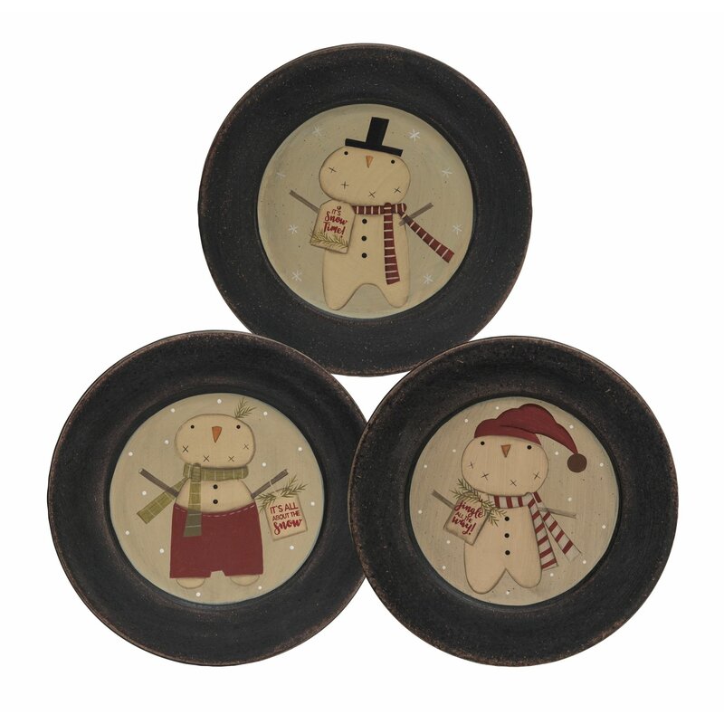 The Holiday Aisle Ehlert It S Snow Time 3 Piece Decorative Plate