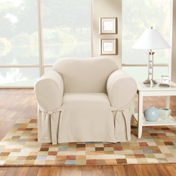 Cotton Duck Box Cushion Armchair Slipcover By Sure Fit