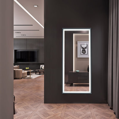 LED Full Length Mirror Wall Mounted Lighted Floor Mirror Dressing Mirror Make Up Mirror Latitude Run Size 48 x 22 LED Full Length Mirror Wall Mounted Lighted Floor Mirror Dressing Mirror Make Up Mirror Latitude Run Size 48 x 22