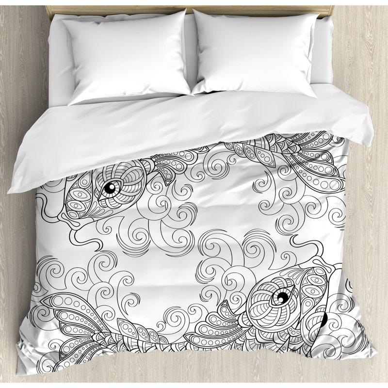 East Urban Home Asian Koi Fish Pattern With Ethnic Ornaments
