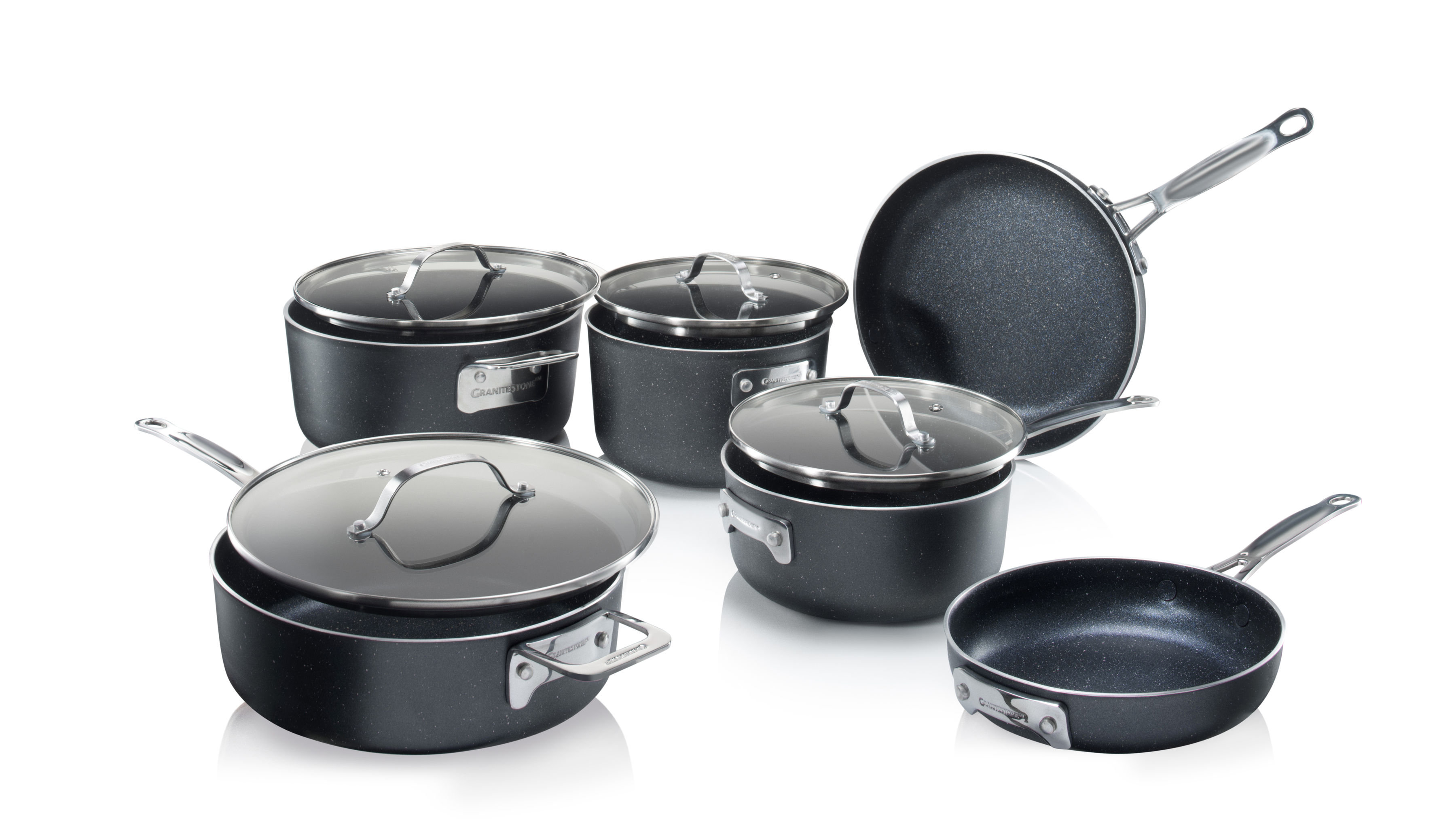 Granitestone Stackable Space Saving 10 Piece Aluminum Non Stick Cookware Set Reviews Wayfair