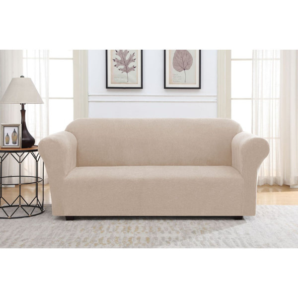 Solid Striae Box Cushion Sofa Slipcover By Winston Porter