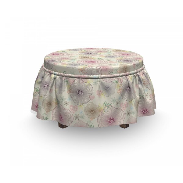 Geometric Petals Dots Ottoman Slipcover (Set Of 2) By East Urban Home