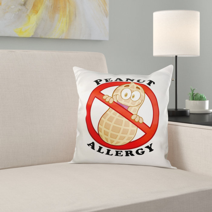 East Urban Home Cute Peanut Allergy Cartoon Anti 16 Throw Pillow