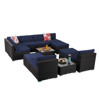 Ivy Bronx Upminster 12 Piece Rattan Sectional Seating Group With Cushions Wayfair