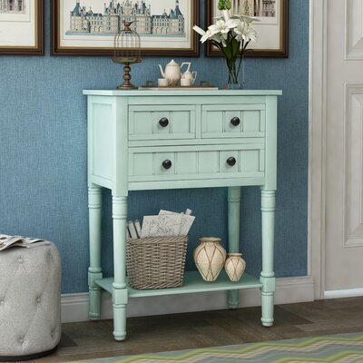 August Grove 23.7" Solid Wood Console Table  Color: Retro Blue
