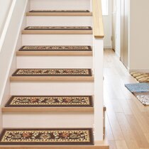 Set of 7 Stair Treads Ultra-Thin with Non Slip Rubber Backing 9”x26” Mocha 7 Pieces 