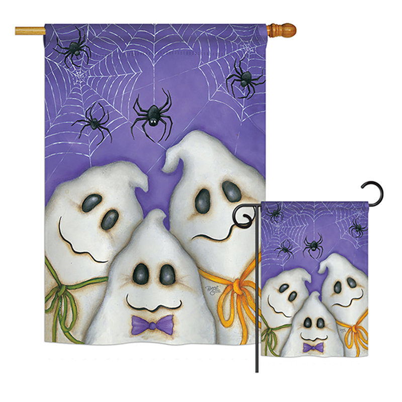 Breeze Decor 2 Piece 3 Ghosts Fall Halloween Impressions Decorative Vertical 2 Sided Polyester Flag Set Wayfair