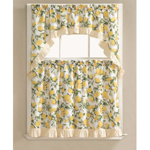 Storer Lemon Fest 3 Piece Kitchen Curtain Set (Set of 3)