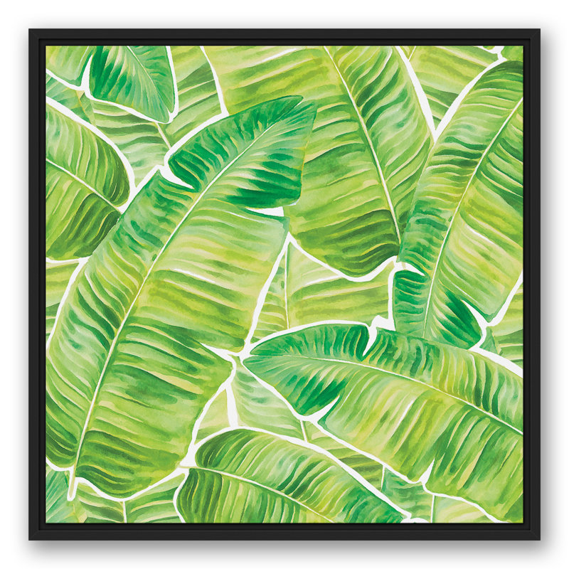 Bay Isle Home Green Palm Leaves Framed Watercolor Painting Print