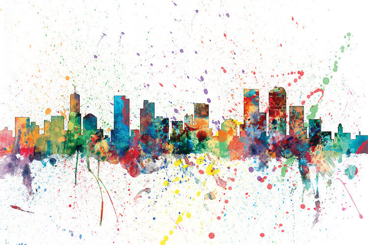 East Urban Home Rainbow Splash Skyline Series Denver Colorado