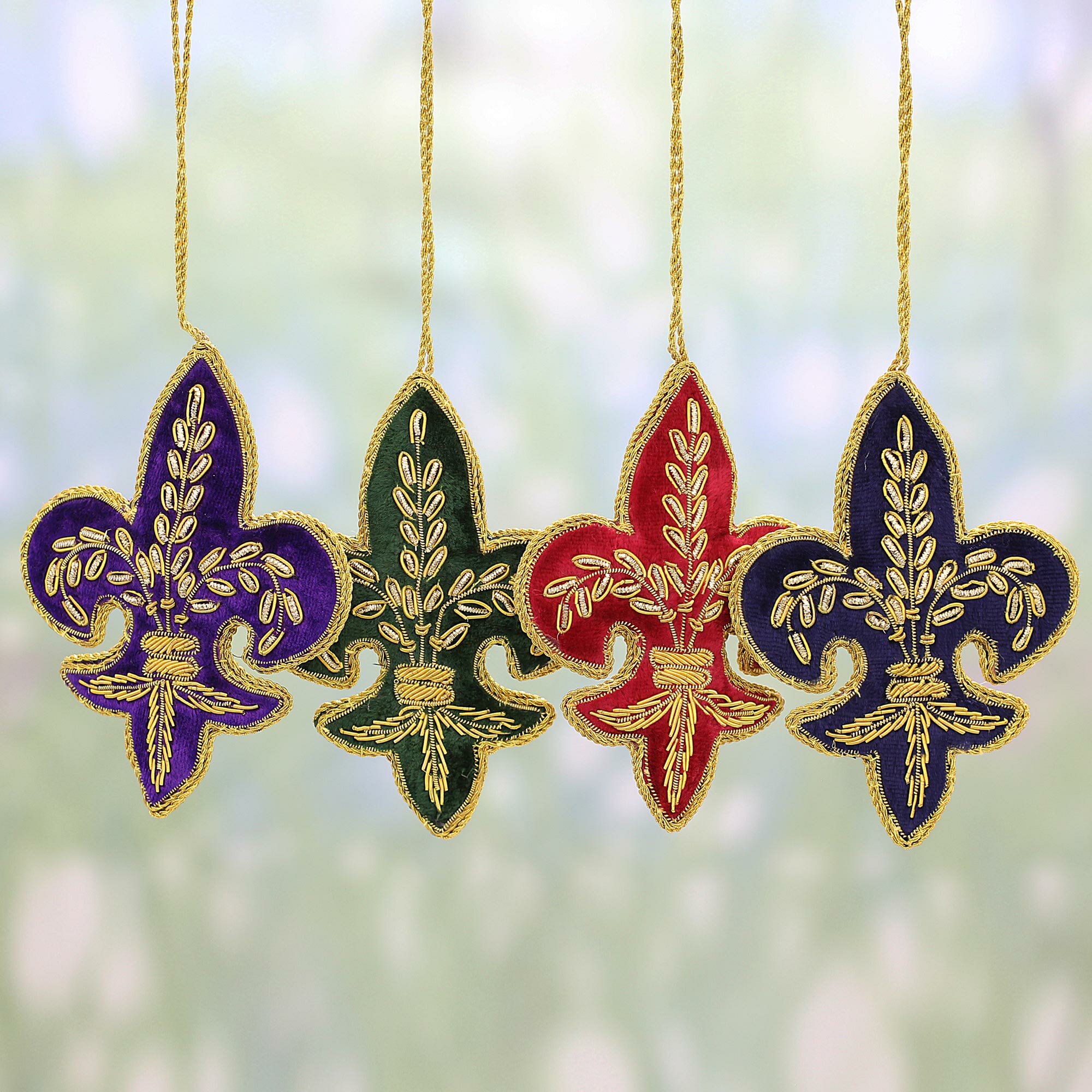 Novica Fleur De Lis Christmas Embroidered Shaped Ornament Wayfair