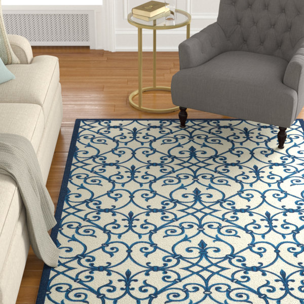 Sigel Abstract Blue/Ivory Indoor / Outdoor Area Rug