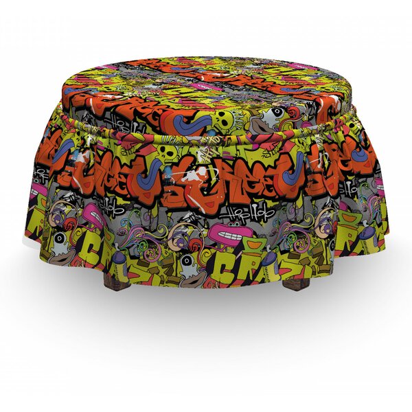 Graffiti Hip Hop Culture Design 2 Piece Box Cushion Ottoman Slipcover Set By East Urban Home
