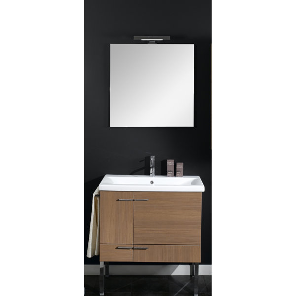 Simple 30 Single Wall Mounted Bathroom Vanity Set with Mirror by Iotti by Nameeks