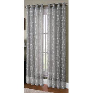 Knollwood Boho Embroided Geometric Sheer Grommet Curtain Panels (Set of 2)