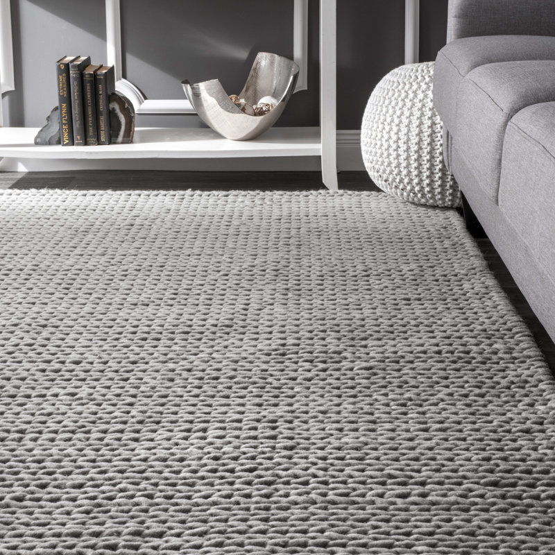 Makenzie Woolen Cable Hand Woven Light Gray Area Rug Joss Main Makenzie Woolen Cable Hand Woven Light Gray Area Rug