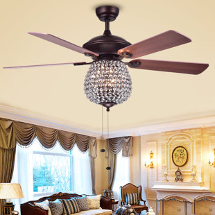 Crystal Light Kit Included Ceiling Fans You Ll Love Wayfair 52 Spalding Crystal Basket 5 Blade Ceiling Fan