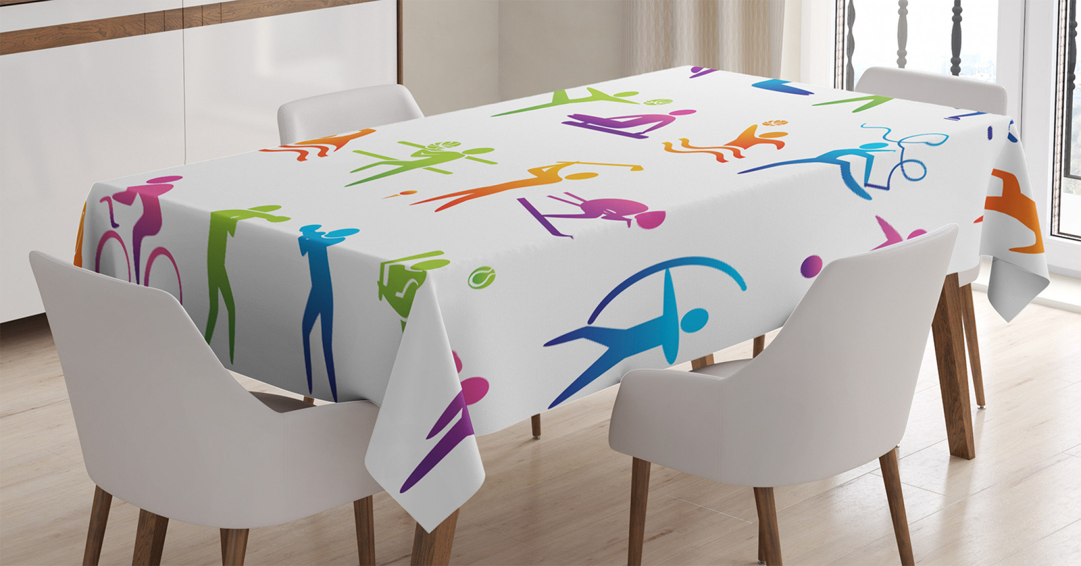 East Urban Home Ambesonne Sports Tablecloth Sports With Stick Man
