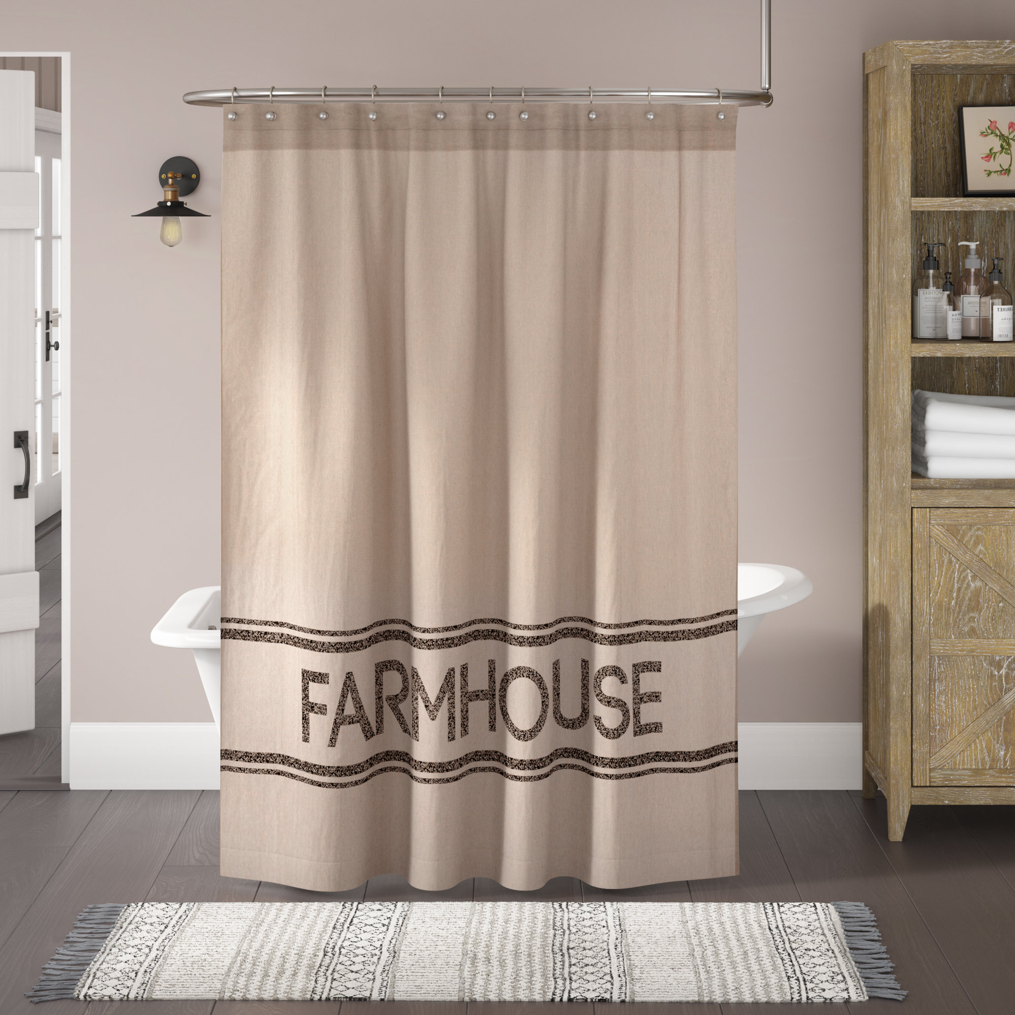 August Grove Farmhouse Cotton Single Shower Curtain Reviews Wayfair