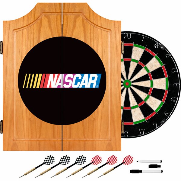 NASCAR Beveled Wood Dart Cabinet Set by Trademark Global