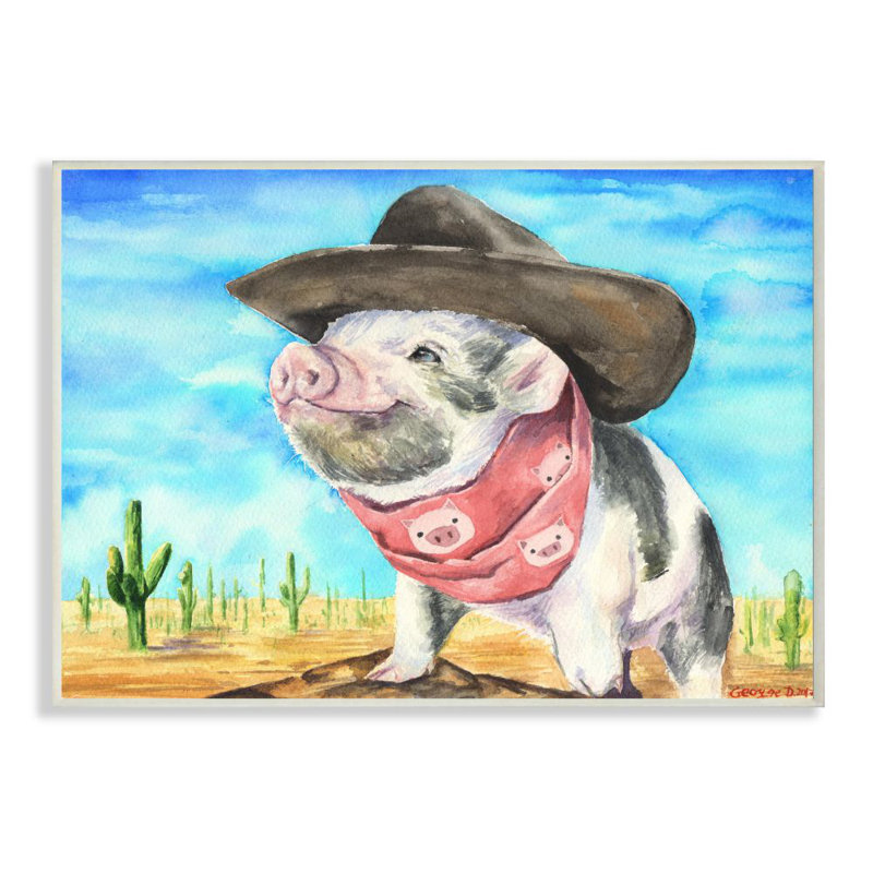 Isabelle Max Smythe Funny Wild West Fashion Baby Pig Watercolor