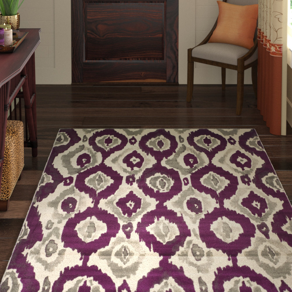 World Menagerie Deasia Ivory Purple Area Rug Reviews Wayfair