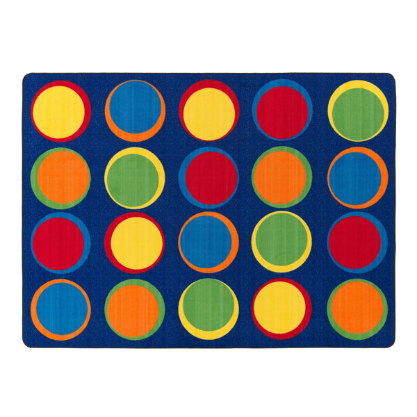 Sitting Spots Blue/Yellow Area Rug by Flagship Carpets
