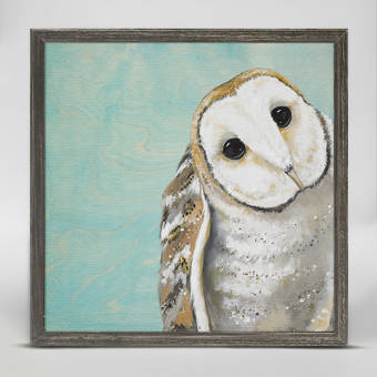 Wrought Studio Sweet Barn Owl Sky Blue Framed Acrylic Painting Print On Canvas Wayfair