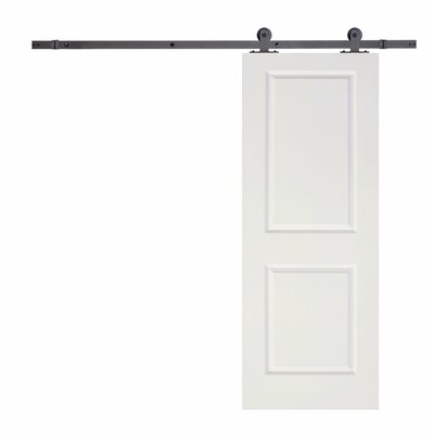 Calhome Paneled Manufactured Wood Primed Barn Door with Installation Hardware Kit