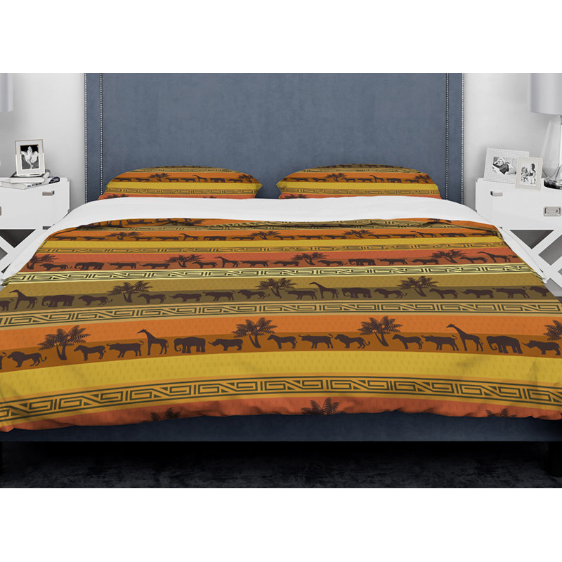 East Urban Home Designart African Wildlife With Ethnic Duvet Cover Set Wayfair