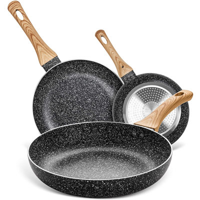 MICHELANGELO Non Stick Aluminum 3 Piece Frying Pan Set MICHELANGELO