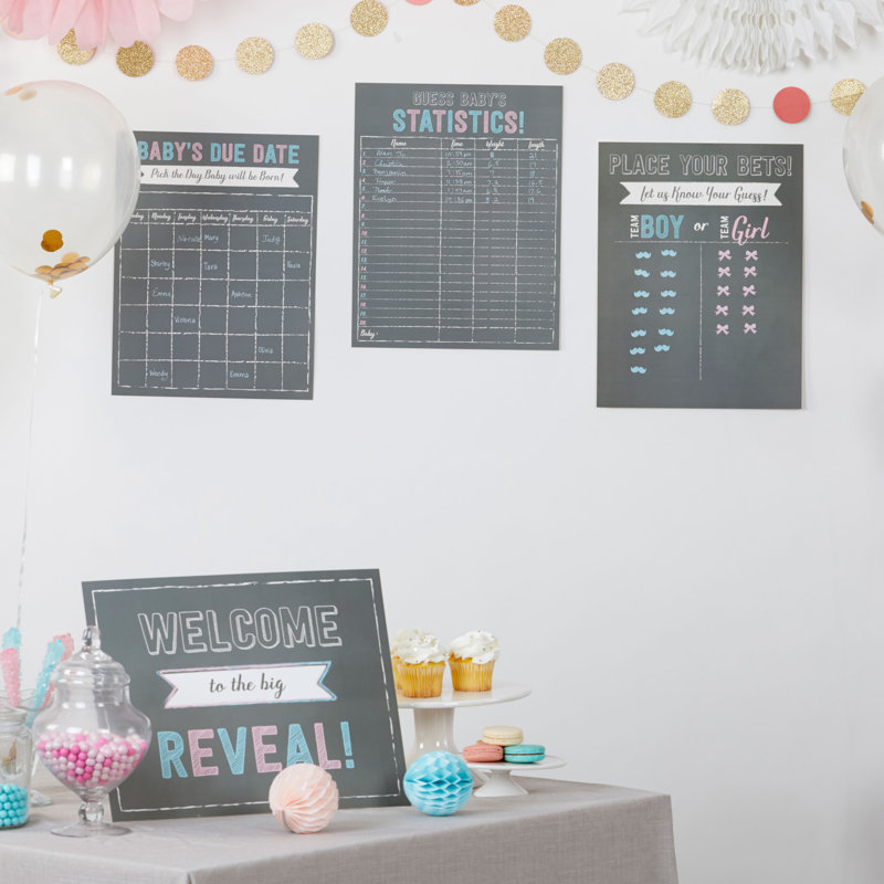 Kate Aspen 66 Piece Gender Reveal Baby Shower Game Decoration Kit