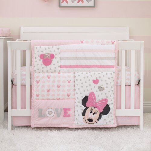 Disney Minnie Mouse Love To Love Nursery 3 Piece Crib Bedding Set