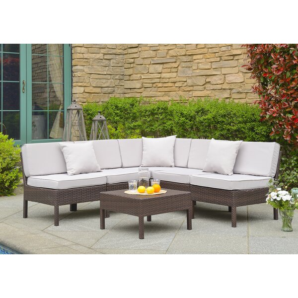 Mccubbin 6 Piece Rattan Sectional Set with Cushions by House of Hampton