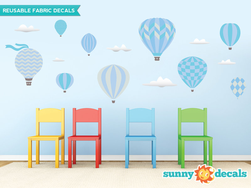 Wall Decal Removable Sticker Kids Decor Clay Aviation Air Plane Hot Air Balloon
