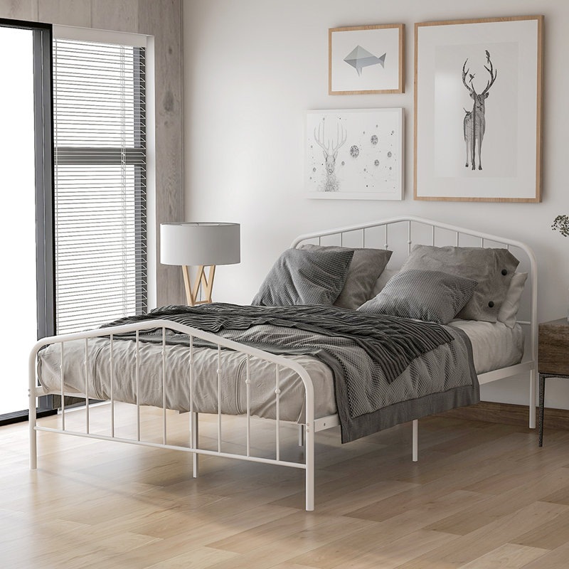 Red Barrel Studio Premium White Metal Platform Bed Frame With Headboard And Footboard Queen Size Reviews