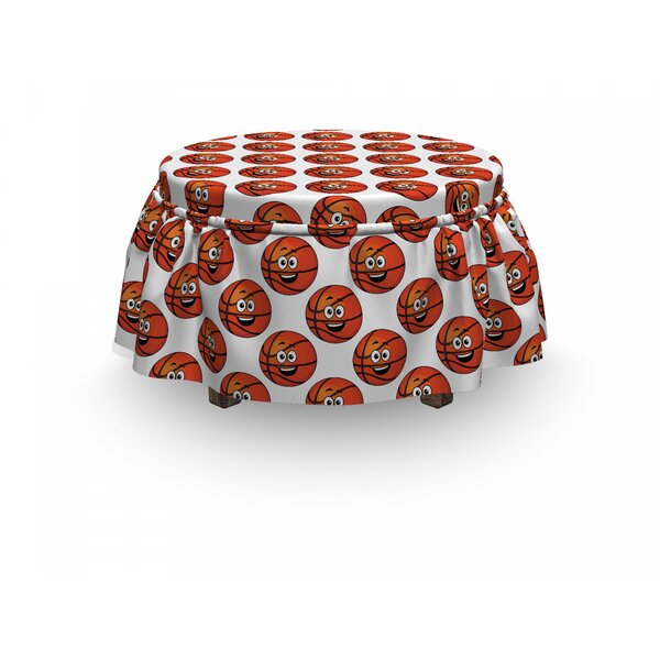 Basketball Happy Emoticon Balls 2 Piece Box Cushion Ottoman Slipcover Set By East Urban Home
