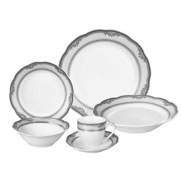 Victoria 24 Piece Porcelain Dinnerware Set, Service for 4 by Lorren Home Trends