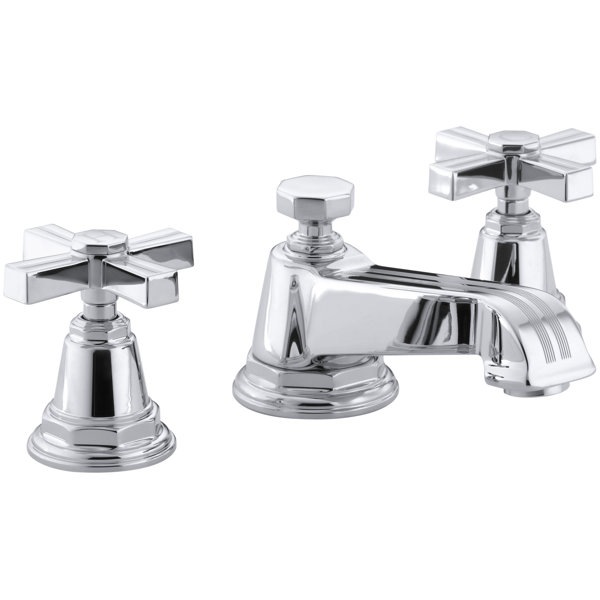 Pinstripe Widespread Bathroom Sink Faucet with Cross Handles by Kohler