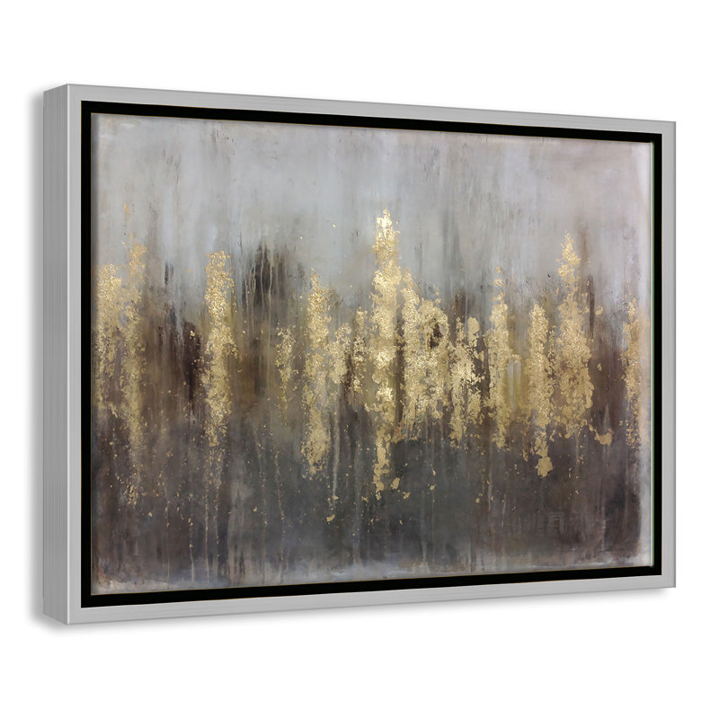 Casafinearts Golden Forests Floater Frame Painting On Canvas