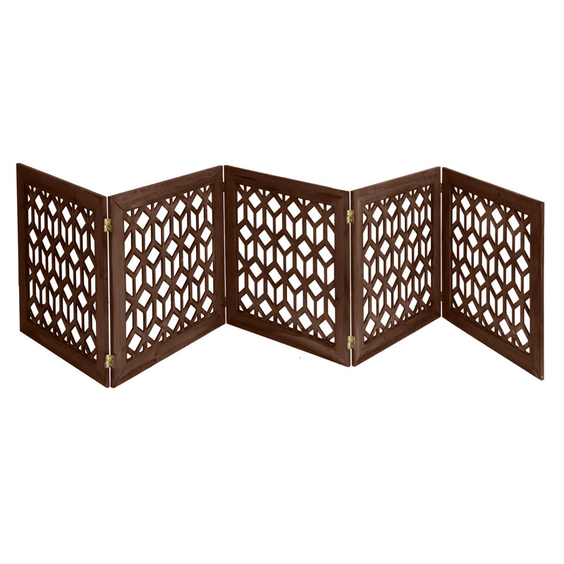 5 Panel Wooden Carved Pet Gate