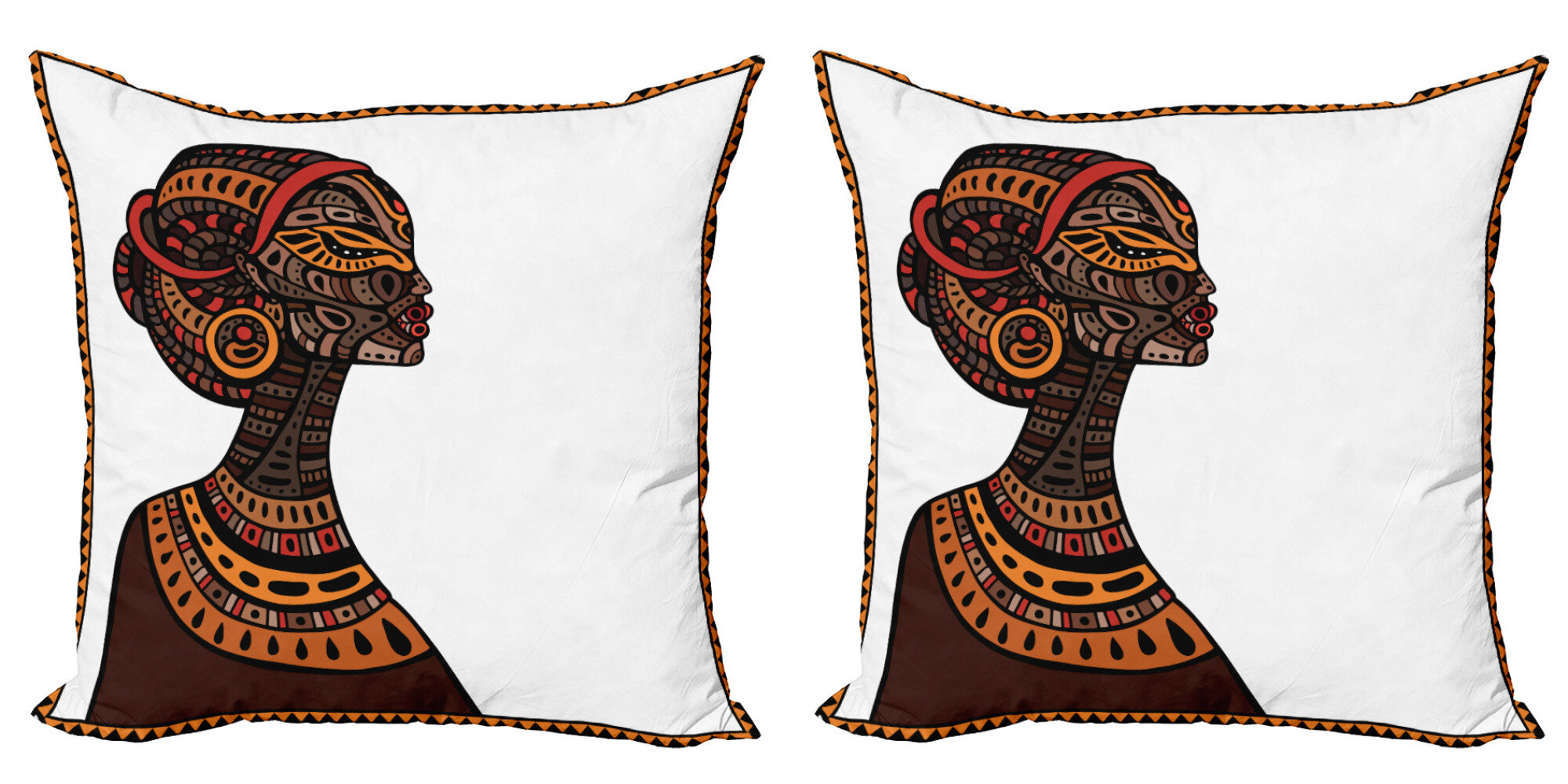 Africa Girl Throw Pillow Covers Case Decorative Throw Cushion Decor for Sofa Couch Room Bed Car 18 x 18 Inch Set of 4 with Hidden Zipper 
