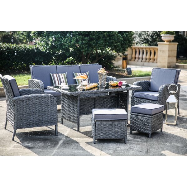 Nazzaro 6 Piece Dining Set with Cushions by One Allium Way