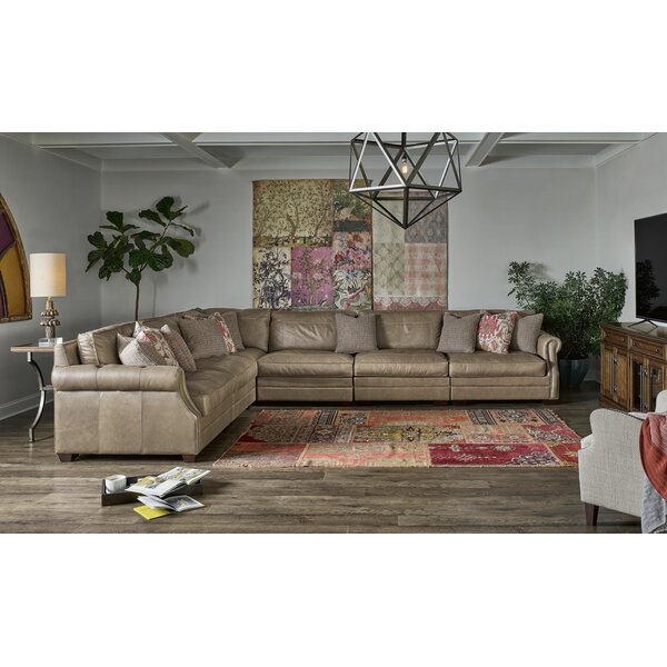 Arely Leather Left Hand Facing Modular Sectional By Rosalind Wheeler
