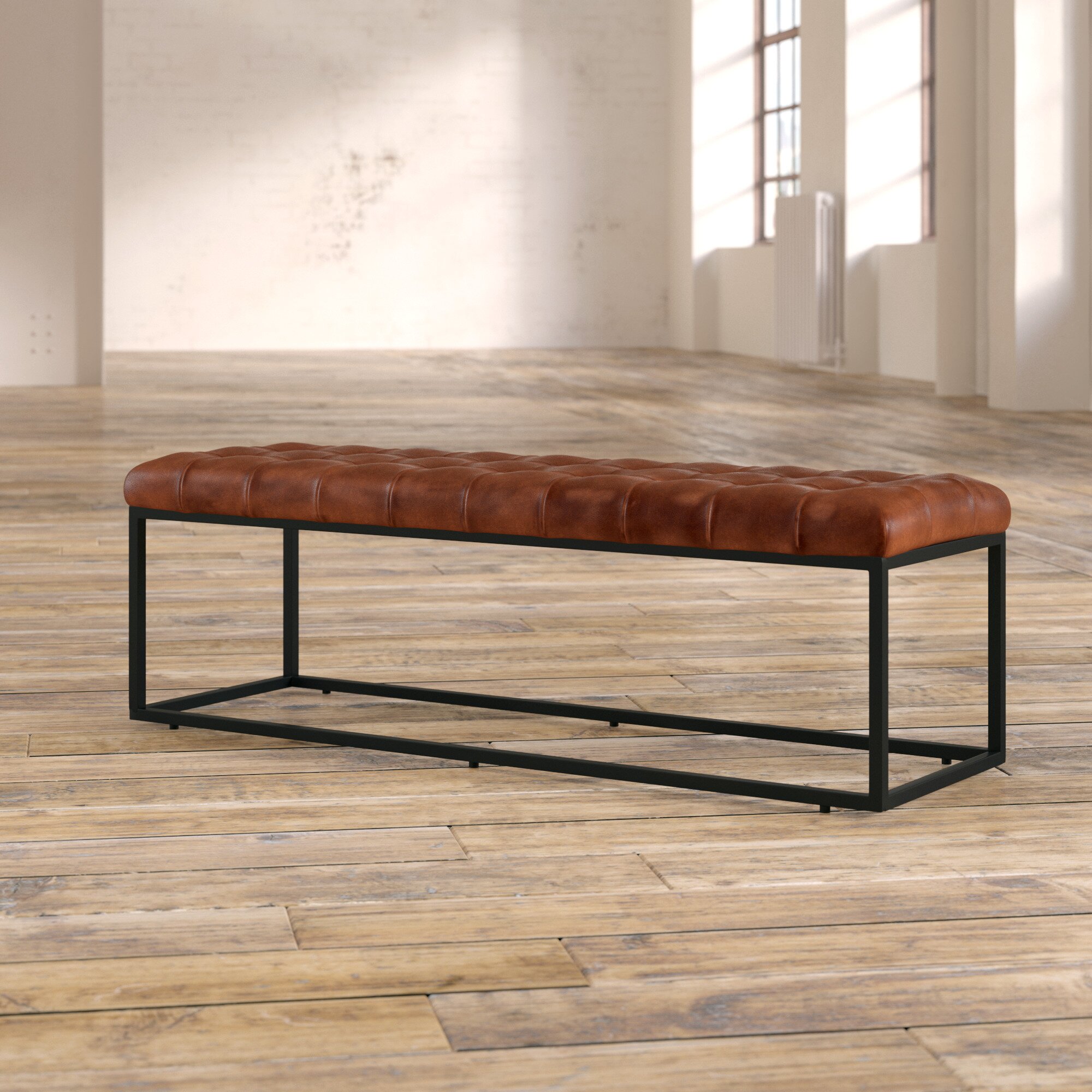 Bridget Genuine Leather Upholstered Bench