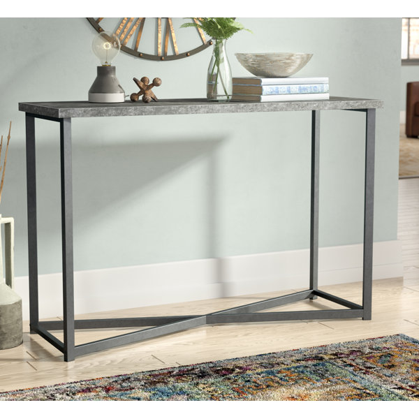 Vlad Slate Faux Concrete Rectangular Console Table
