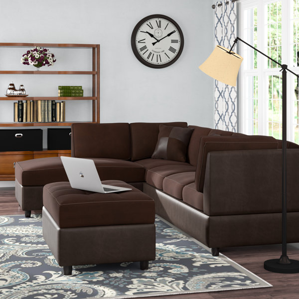 Large Selection Meece Reversible Sectional with Ottoman Sweet Spring Deals on